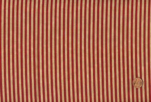 Red Rooster Arlene Neely 'Here Comes Santa' Mini Stripes on Cotton Fabric By the Yard