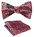 SetSense Men's Paisley Jacquard Woven Self Bow Tie Set One Size Red / Blue