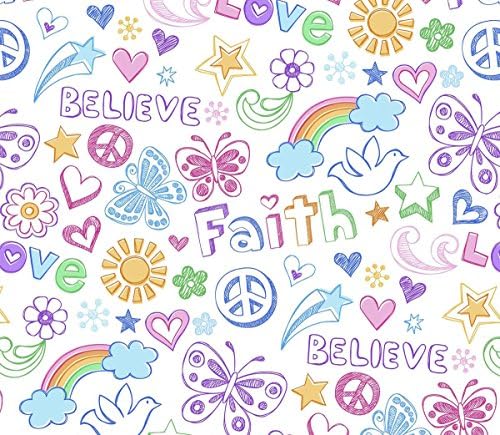 1960'S FAITH LOVE PEACE BELIEVE 1 Yard 100% Cotton Flannel Fabric ~ Sewing Quilting Crafts