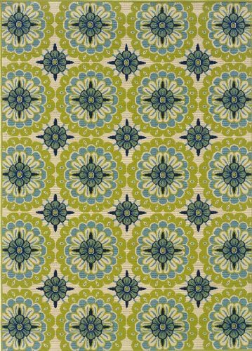 Granville Rugs Coastal Indoor/Outdoor Area Rug, Ivory/Blue/Green, 5' 3 x 7 '6""