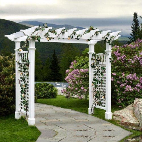 New England Arbors Fairfield Grande 7.25-ft. Vinyl Pergola Arbor On Sale