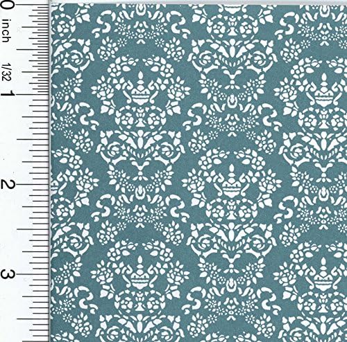Dollhouse Wallpaper Renaissance White on Blue