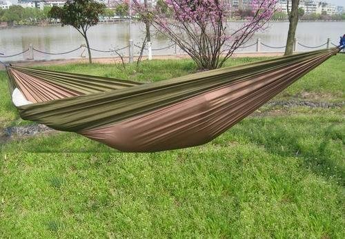 Green & Brown Parachute Cloth Hammock - Lightweight and Comfortable - for Garden / Beach / Patio / Summer