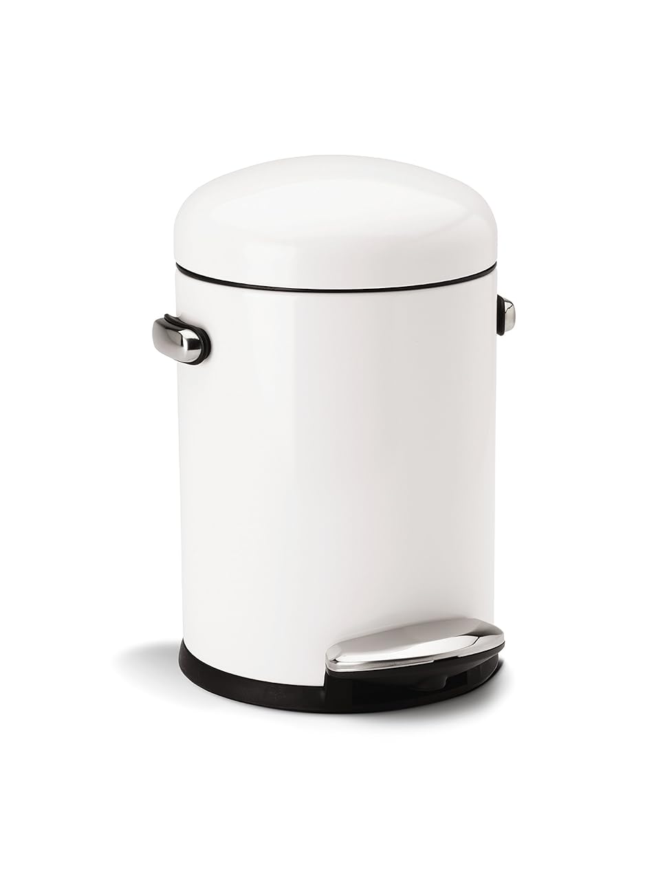 simplehuman Round Retro Step Trash Can, White Steel, 4.5 L / 1.2 Gal 0