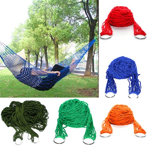 ELEGIANT Nylon Hammock Hanging Mesh Net Sleeping Bed Swing Outdoor Camping Picnic Travel