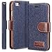 iPhone 6 Plus/6s Plus Wallet Case - Fosmon CADDY-JEANS Slim Leather Case with Inside Card Slots for Apple iPhone 6 Plus/6s Plus (5.5