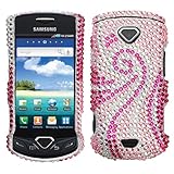 Rhinestones Protector Case for Samsung Gem i100, Swirl Pink & White Full Di ....