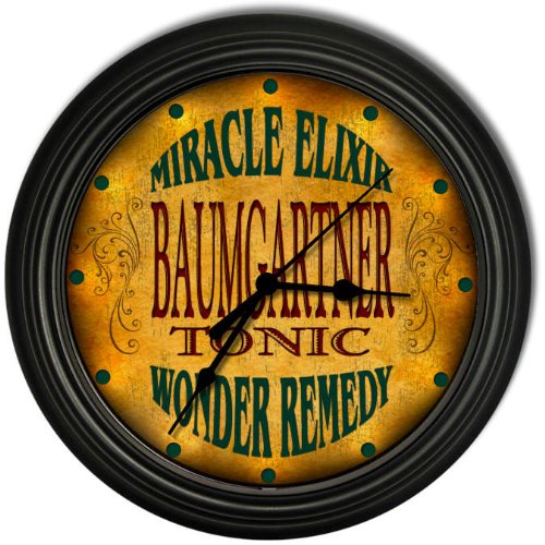 Baumgartner 's Tonic Wonder Remedy Black Cascading Pub Style Wall Clock