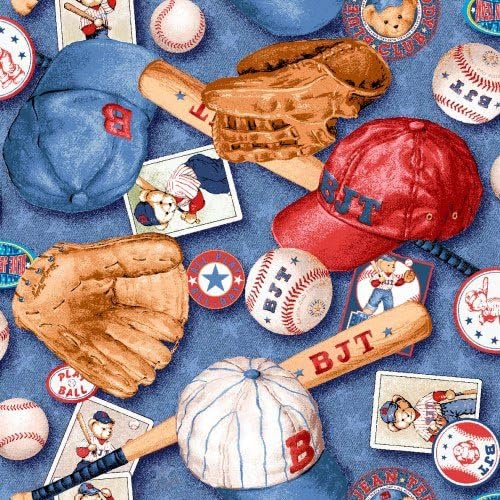 SheetWorld Fitted Crib / Toddler Sheet - Baseball Bear - Made In USA