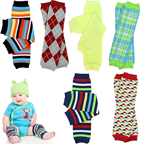 6 Pack of Judanzy Baby Boys Leg Warmers in Stripes ,Solid, Chevron and Designs