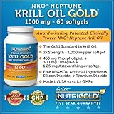 NutriGold NKO Neptune Krill Oil Gold, 1000mg, 60 Softgels (100% Pure NKO Neptune Krill Oil with Astaxanthin) #1 in Omega 3 Krill Oil Supplements