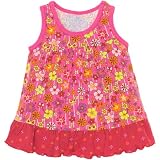 The Childrens Place Girls Cerise Ruffle Trim Floral Tunic Shirt Sizes 6m - 4t