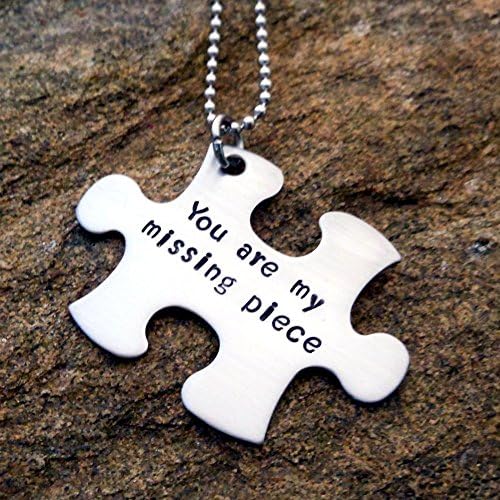 Hand Stamped Puzzle Piece Necklace You are my missing piece