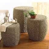 Seagrass Storage Ottomans (Coffee) (20H x 19W x 19D)