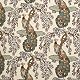 V&A Fabric - Peacock (Tan)