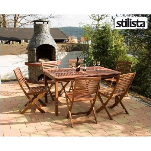 Stilista Gartenmöbel Sitzgruppe Hartholz Tisch + 6 Stühle