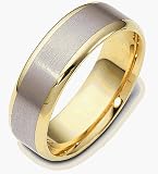 Platinum and 18 Karat Gold 6.5mm Comfort Fit Wedding Band Ring