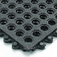 Wearwell Rubber 576 24/Seven GritWorks Anti-Fatigue Solid Mat, for Wet Areas, 3' Width x 3' Length x 5/8" Thickness, Black