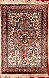 IMAGE OF Hand-woven Kashmiri Carpet with Vegetative Motifs - Pure Silk on Cotton - 324 Knots Per Sq. Inch