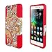 For Huawei Raven LTE H892L ITUFFY 3items: Screen Film+Stylus Pen+Dual Layer Impact Resistance Plastic Cover Soft Rubber KickStand Hybrid Case (Red Silver Orange Paisley)