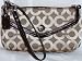 Coach Op Art Signature Charm Large Capacity Wristlet Demi Bag Handbag Style 43699 Brown