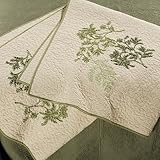 Fern Quilt Throw Embroidered Fern Leaves Beige in Back 100 Percent Cotton 50 in by 60 in Fern Quilt Throw Embroidered Fern Leaves Beige in Back 100 Percent Cotton 50 in by 60 in