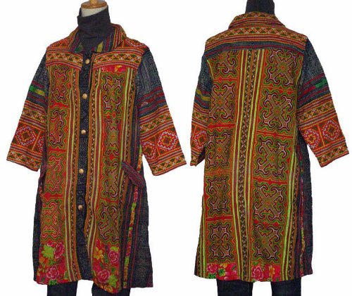 モン族古布のコートワンピース03