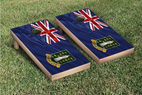 British Virgin Islands Rippled Flag Cornhole Game Set Wood Sides