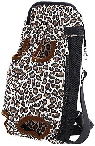 eBelken Front Style Pet Backpack Chest Dog Carrier Pack Bag with Dog Legs Out(Leopard, L)