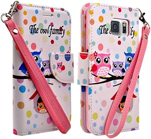 Samsung Galaxy S6 Edge Case - Wydan (TM) Credit Card Wallet Style Case Cover For Samsung Galaxy S6 Edge - Owl Family w/ Wydan Stylus Pen