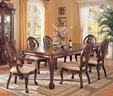 7pc Dining Table & Chairs Set with Ball & Claw Design Legs Cherry Finish