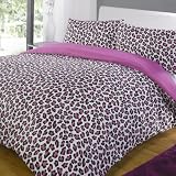 Leopard Pink Contemporary Animal Print King Size Duvet Quilt Cover Bedding Set