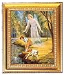 Guardian Angel in Wood Frame with Golden Trim, 11.25" x 13.25" - MADE IN ITALY