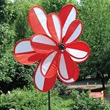 Garden Pinwheel Flower - Red & White Striped, 27 inches Tall