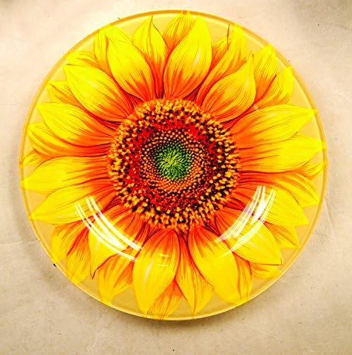 Manual Garden Party Collection Round Glass Plates Sunflowers IGSPSFL 6" Set of 12 Yellow