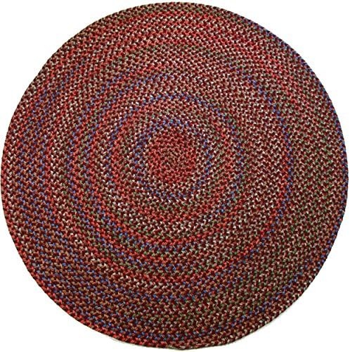 Katherine Multi Indoor/Outdoor Round Braided Rug, 8-Feet, Burgundy