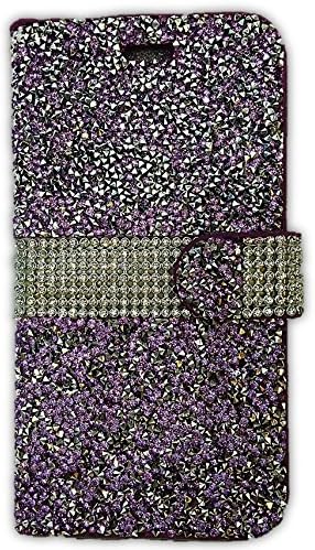 Bling iPhone 6+ Wallet and Case with Credit Card Holder, Fully Jeweled (Purple)