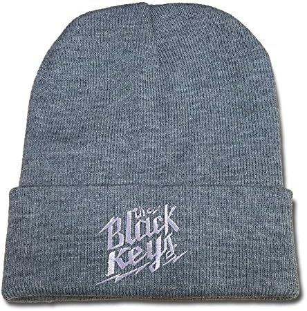 YUDUODUO The Black Keys Logo Beanie Fashion Unisex Embroidery Beanies Skullies Knitted Hats Skull Caps - Grey
