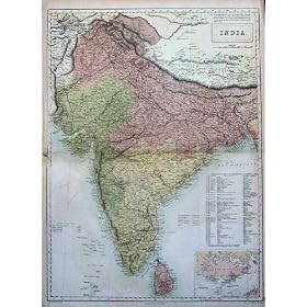 Antique Map India Singapore Ceylon Madras Ganges