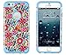 iPhone 6, DandyCase 2in1 Hybrid High Impact Hard Colorful Blooming Flowers Pattern + Sky Blue Silicone Case Cover for Apple iPhone 6 (4.7