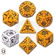 Q-Workshop Polyhedral 7-Die Set: Carved Deadlands Dice Set (Orange and Black)
