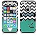 iPhone 5S Case, MagicMobile® Hybrid Impact Shockproof Cover Hard Armor Shell and Soft Silicone Skin Layer [Chevron Pattern with Heart Anchor Design Color: Black - Turquoise ]