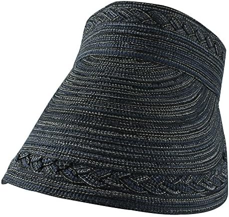 Morehats Women's Roll Up Wide Brim Sun Visor Hat with Crochet Trim