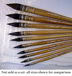 Size 2/0 Arches Petit Gris Pur Squirrel Brush- Round Pointed Quill Series A5