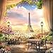 Baocicco 8x8ft Paris Backdrop Panorama Eiffel Tower Garden Backdrop Vinyl Photography Background High Platform Flower Bouquet Old Lantern Curtains Wedding Holiday Children Adult Portraits