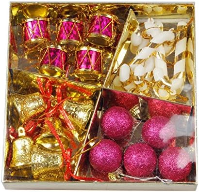 Xmas Glitter Decorations Set Ornament Christmas Drum Candy Canes Tree Bell Traditional Festive Merry Hanging Ornaments