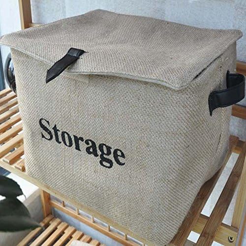 Jute Storage Bin With Lids Perfect For Toy Storage - Storage Basket For Organizing Baby Toys, Kids Toys, Baby Clothing, Children Books, Gift Baskets (Size L)