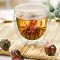 Edles Jumbo Tee-Glas DOPPELWANDIG "ICE-BLOOM" - extra gro�es Glas mit 400ml, h�lt warmes l�nger warm und kaltes l�nger kalt!