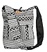 Tribe Azure Large Hobo Crossbody Sling Shoulder Bag Compartment Pockets Functional Zipper Travel Market Books Blanket (Black White)