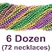 33 inch 07mm Round Metallic Purple Gold and Green Mardi Gras Beads - 6 Dozen (72 necklaces)